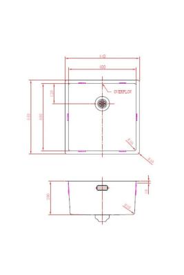 Pure.Sink Prestige chiuvetă din oțel inoxidabil 40x40 cm rază de 10 mm montare sub blat, la nivelul blatului și deasupra blatului PPG4040-02