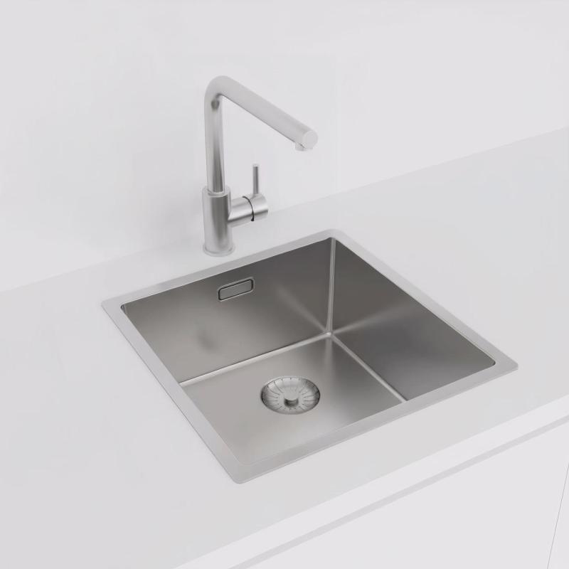 Pure.Sink Prestige chiuvetă din oțel inoxidabil 40x40 cm rază de 10 mm montare sub blat, la nivelul blatului și deasupra blatului PPG4040-02