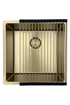 Chiuvetă Pure.Sink Prestige 40x40 cm PVD Aur rază de 10 mm montaj sub-blat, la nivel și deasupra blatului PPG4040-60.