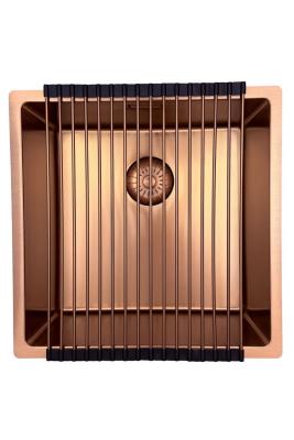 Chiuvetă Pure.Sink Prestige 40x40 cm PVD Cupru rază de 10 mm montare sub blat, la nivelul blatului și deasupra blatului PPG4040-62.