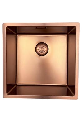 Chiuvetă Pure.Sink Prestige 40x40 cm PVD Cupru rază de 10 mm montare sub blat, la nivelul blatului și deasupra blatului PPG4040-62.