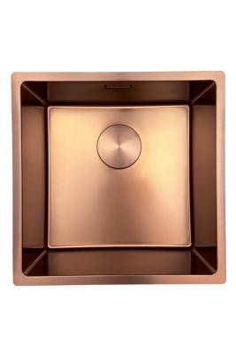 Chiuvetă Pure.Sink Prestige 40x40 cm PVD Cupru rază de 10 mm montare sub blat, la nivelul blatului și deasupra blatului PPG4040-62.
