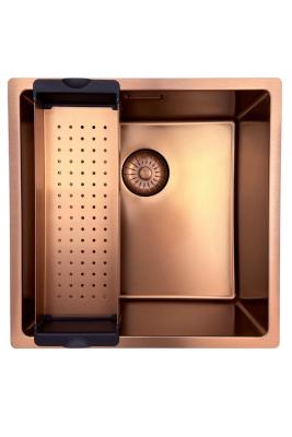 Chiuvetă Pure.Sink Prestige 40x40 cm PVD Cupru rază de 10 mm montare sub blat, la nivelul blatului și deasupra blatului PPG4040-62.