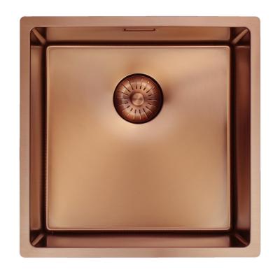 Chiuvetă Pure.Sink Prestige 40x40 cm PVD Cupru rază de 10 mm montare sub blat, la nivelul blatului și deasupra blatului PPG4040-62.