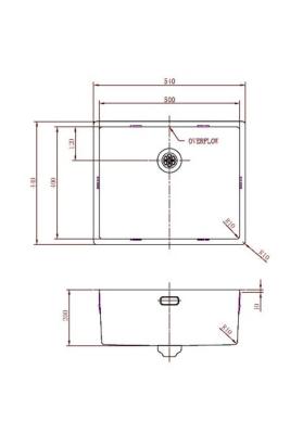 Pure.Sink Prestige chiuvetă din inox 50x40 cm rază de 10 mm montaj sub-blat, la nivel și pe blat PPG5040-02