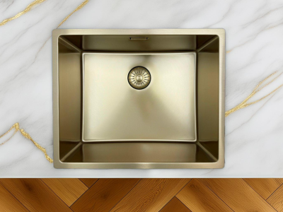 Pure.Sink Prestige chiuvetă 50x40 cm PVD Aur rază de 10 mm montare sub blat, la nivel și deasupra blatului PPG5040-60.