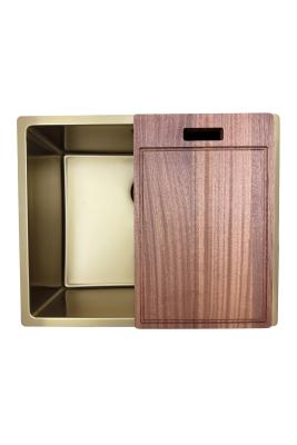 Pure.Sink Prestige chiuvetă 50x40 cm PVD Aur rază de 10 mm montare sub blat, la nivel și deasupra blatului PPG5040-60.