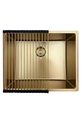 Pure.Sink Prestige chiuvetă 50x40 cm PVD Aur rază de 10 mm montare sub blat, la nivel și deasupra blatului PPG5040-60.