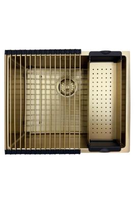 Pure.Sink Prestige chiuvetă 50x40 cm PVD Aur rază de 10 mm montare sub blat, la nivel și deasupra blatului PPG5040-60.