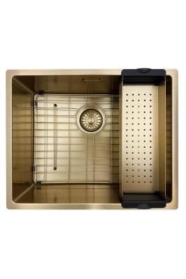 Pure.Sink Prestige chiuvetă 50x40 cm PVD Aur rază de 10 mm montare sub blat, la nivel și deasupra blatului PPG5040-60.