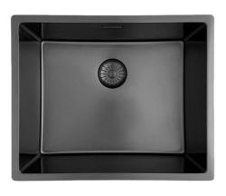 Pure.Sink Prestige chiuvetă 50x40 cm PVD Gun Metal rază de 10 mm montaj sub blat, la nivel și pe blat PPG5040-61
