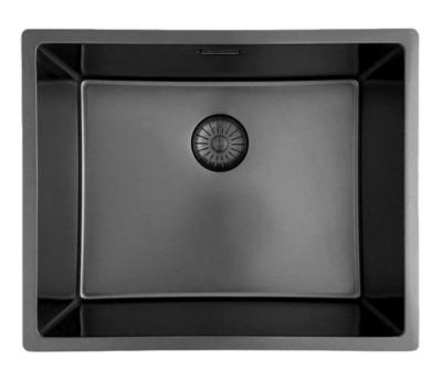 Pure.Sink Prestige chiuvetă 50x40 cm PVD Gun Metal rază de 10 mm montaj sub blat, la nivel și pe blat PPG5040-61