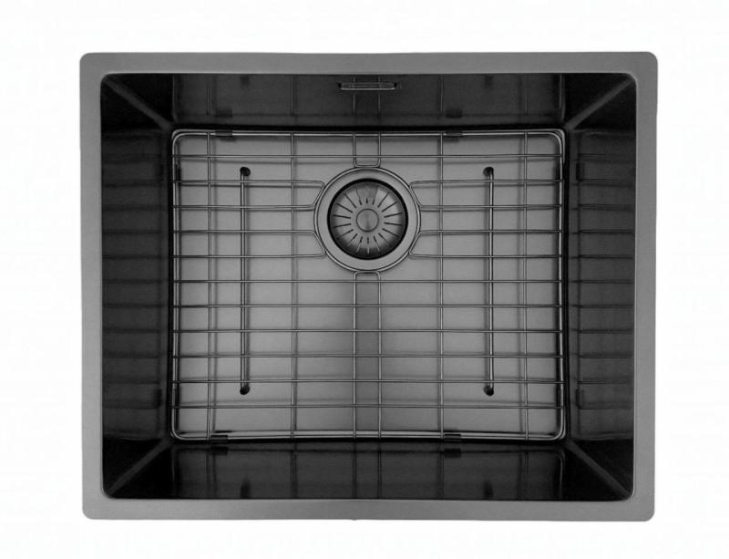 Pure.Sink Prestige chiuvetă 50x40 cm PVD Gun Metal rază de 10 mm montaj sub blat, la nivel și pe blat PPG5040-61