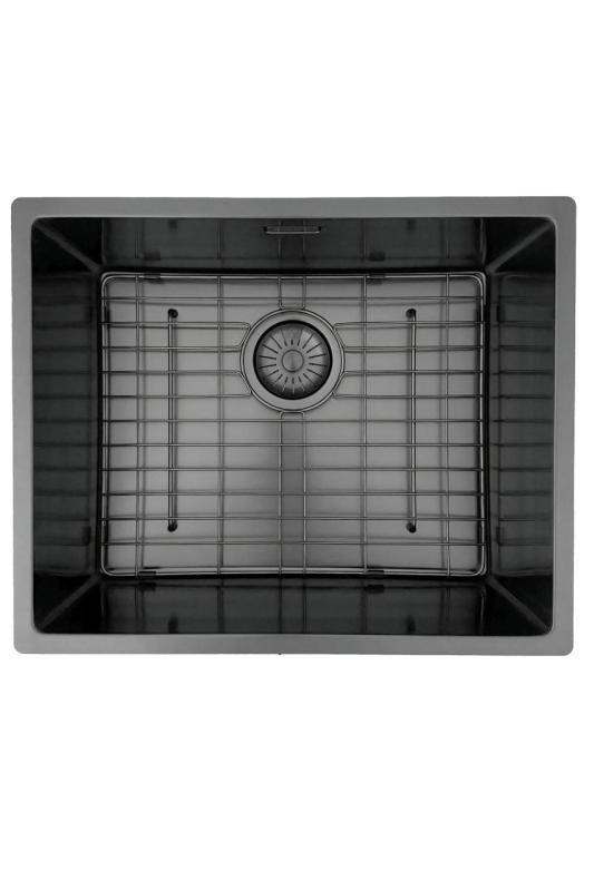 Pure.Sink Prestige chiuvetă 50x40 cm PVD Gun Metal rază de 10 mm montaj sub blat, la nivel și pe blat PPG5040-61