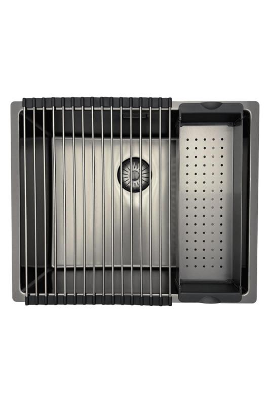 Pure.Sink Prestige chiuvetă 50x40 cm PVD Gun Metal rază de 10 mm montaj sub blat, la nivel și pe blat PPG5040-61