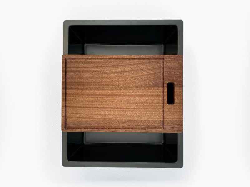 Pure.Sink Prestige chiuvetă 50x40 cm PVD Gun Metal rază de 10 mm montaj sub blat, la nivel și pe blat PPG5040-61