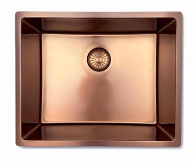 Pure.Sink Prestige chiuvetă 50x40 cm PVD Cupru 10mm rază montare sub-blat, la nivel și deasupra blatului PPG5040-62.