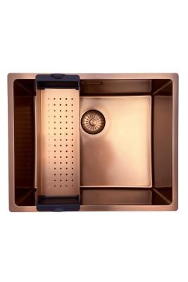 Pure.Sink Prestige chiuvetă 50x40 cm PVD Cupru 10mm rază montare sub-blat, la nivel și deasupra blatului PPG5040-62.