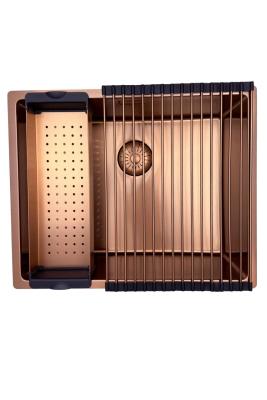 Pure.Sink Prestige chiuvetă 50x40 cm PVD Cupru 10mm rază montare sub-blat, la nivel și deasupra blatului PPG5040-62.