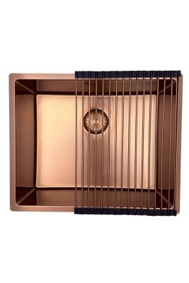 Pure.Sink Prestige chiuvetă 50x40 cm PVD Cupru 10mm rază montare sub-blat, la nivel și deasupra blatului PPG5040-62.