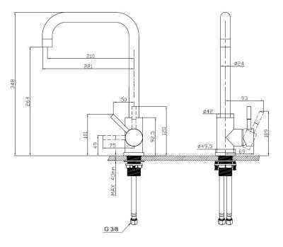 Pure.Sink Elite Steel Pure baterie de bucătărie PVD Gun Metal PS8010-61