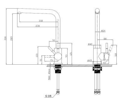 Pure.Sink Elite Steel Spark robinet de bucătărie din oțel PVD auriu periat PS8040-60
