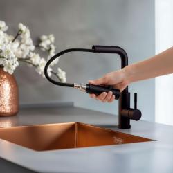 Pure.Sink Elite Steel Spark-S baterie de bucătărie Negru Mat cu duză extensibilă PS8041-10