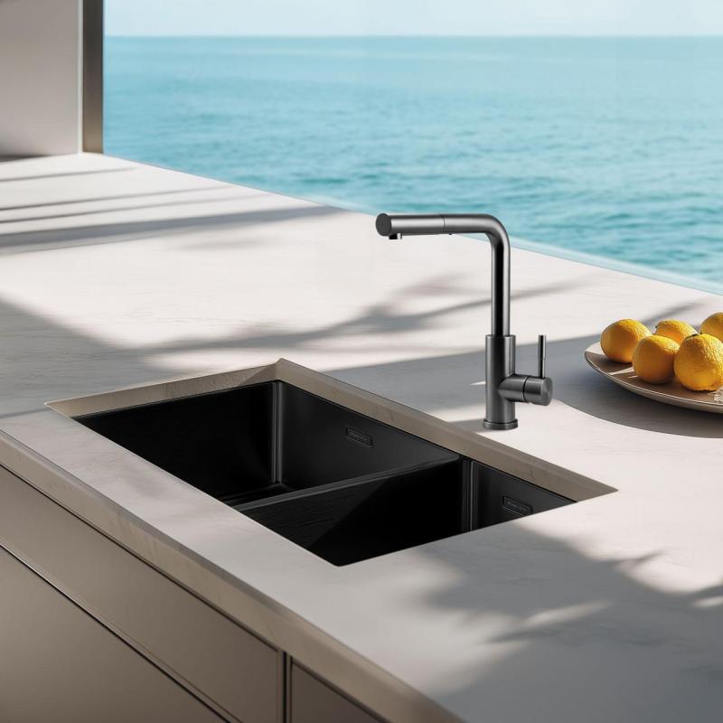 Pure.Sink Elite Steel Spark-S baterie de bucătărie PVD Gun Metal cu duză extensibilă PS8041-61