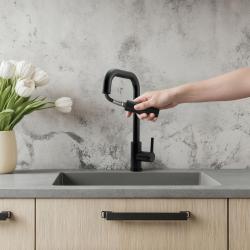 Pure.Sink Elite Steel Crystal-S baterie de bucătărie Negru Mat cu duză extensibilă PS8050-10