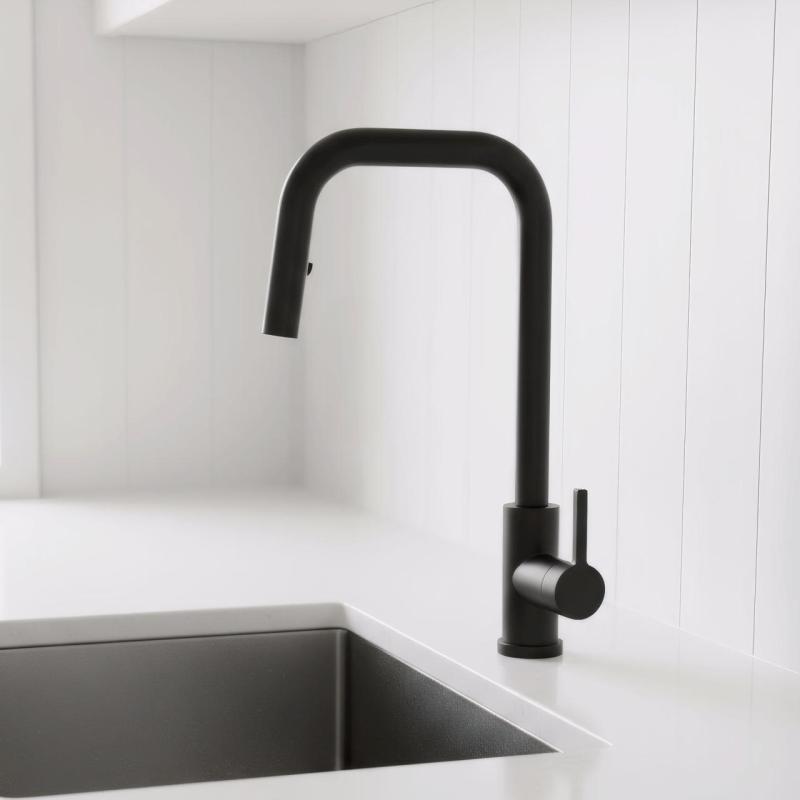 Pure.Sink Elite Steel Crystal-S baterie de bucătărie Negru Mat cu duză extensibilă PS8050-10