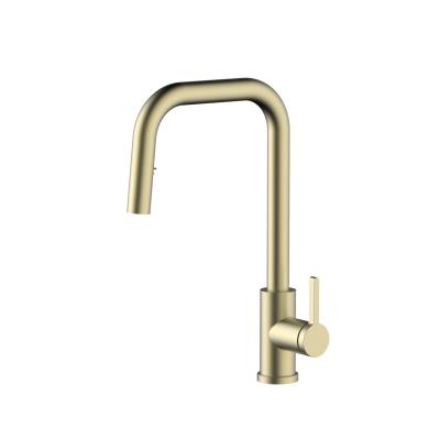 Baterie de bucătărie Pure.Sink Elite Steel Crystal-S PVD aur periat cu duș extractibil PS8050-60