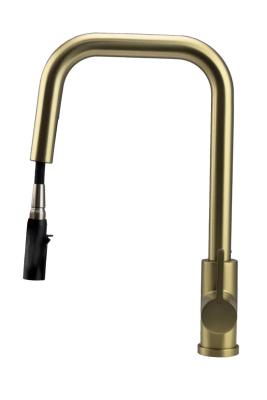 Baterie de bucătărie Pure.Sink Elite Steel Crystal-S PVD aur periat cu duș extractibil PS8050-60