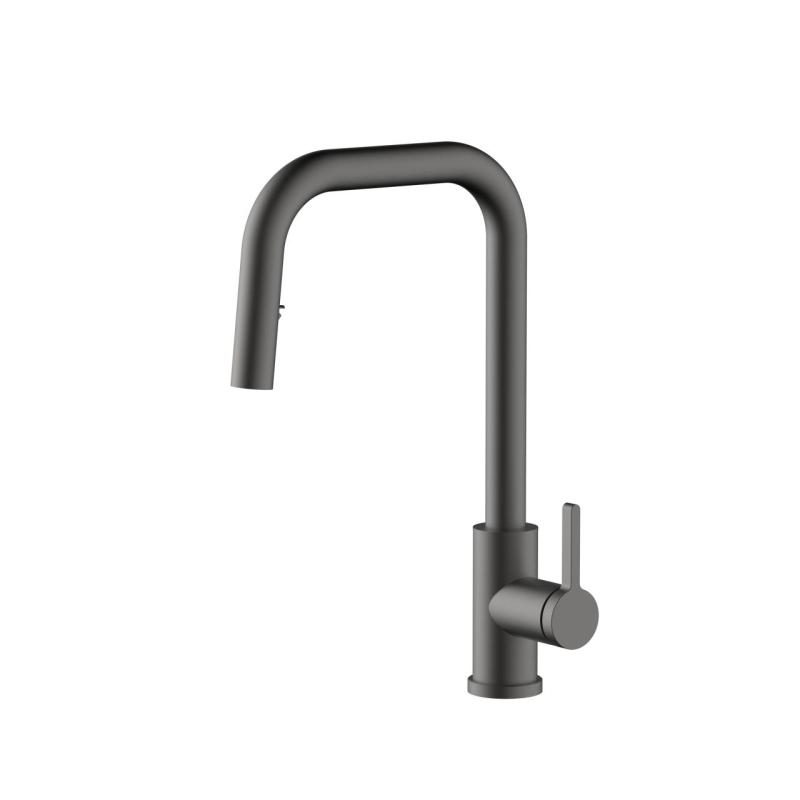 Robinet de bucătărie Pure.Sink Elite Steel Crystal-S PVD Gun metal, cu duză extensibilă PS8050-61