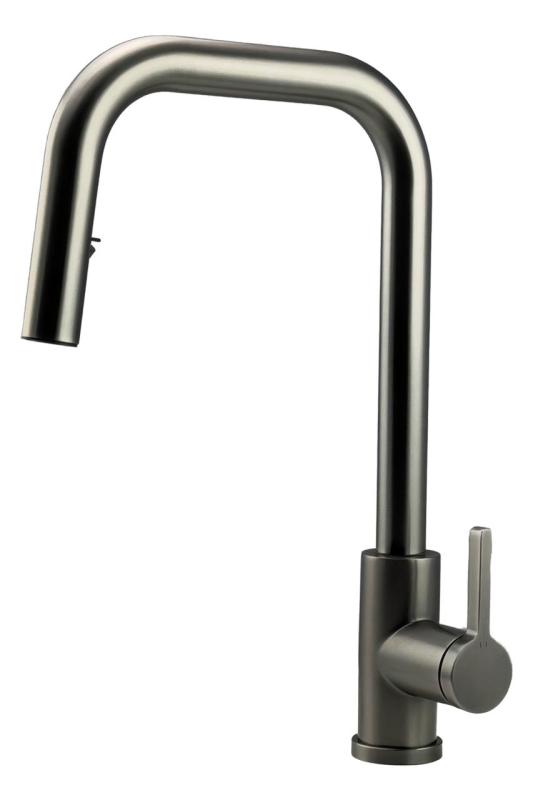Robinet de bucătărie Pure.Sink Elite Steel Crystal-S PVD Gun metal, cu duză extensibilă PS8050-61