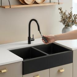 Pure.Sink Elite Steel Stream-S robinet de bucătărie negru mat cu gura de scurgere extensibilă PS8045-10