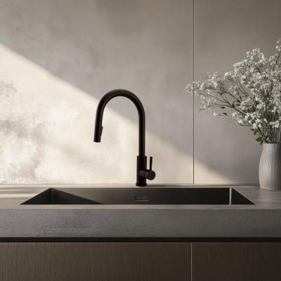 Pure.Sink Elite Steel Stream-S robinet de bucătărie negru mat cu gura de scurgere extensibilă PS8045-10