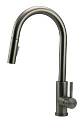 Robinet de bucătărie Pure.Sink Elite Steel Stream-S din oțel PVD Gun metal cu gura de scurgere retractabilă PS8045-61
