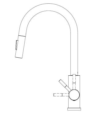 Robinet de bucătărie Pure.Sink Elite Steel Stream-S din oțel PVD Gun metal cu gura de scurgere retractabilă PS8045-61