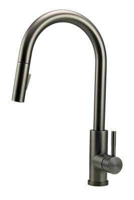 Robinet de bucătărie Pure.Sink Elite Steel Stream-S din oțel PVD Gun metal cu gura de scurgere retractabilă PS8045-61