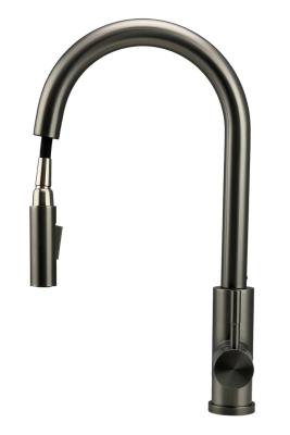 Robinet de bucătărie Pure.Sink Elite Steel Stream-S din oțel PVD Gun metal cu gura de scurgere retractabilă PS8045-61