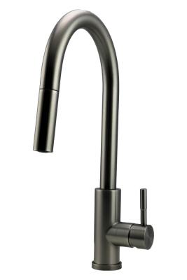 Robinet de bucătărie Pure.Sink Elite Steel Stream-S din oțel PVD Gun metal cu gura de scurgere retractabilă PS8045-61