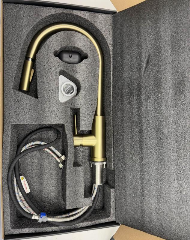 Robinet de bucătărie Pure.Sink Elite Steel Stream-S din oțel PVD Gun metal cu gura de scurgere retractabilă PS8045-61