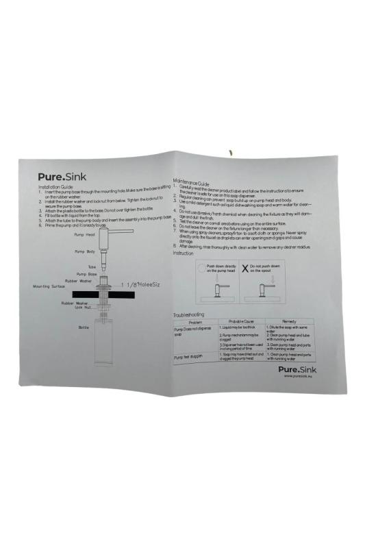 Pure.Sink Elite Steel Shine încorporat Dozator de săpun PVD Gun Metal reîncărcabil de sus PS9010-61