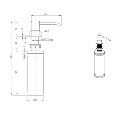 Quadri Manchester Inbouw Zeepdispenser Beige Zand- Boven Navulbaar 1208967658