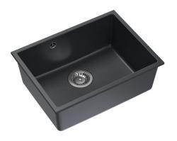 Quadri Elston Antracit Chiuvetă Incorporabilă din Granit 495x360mm cu Dop din Inox 1208967659