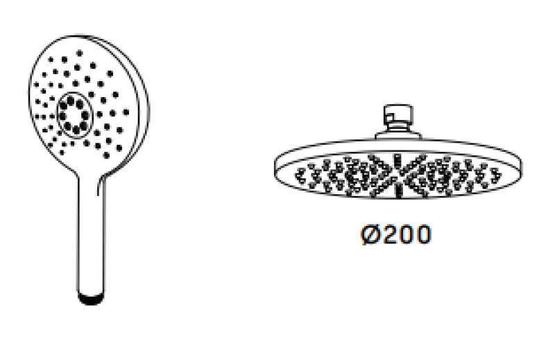 Waterevolution Flow combinatie de duș termostatic cu duș tip ploaie, negru mat, 200mm, rotund, T141TNRPR