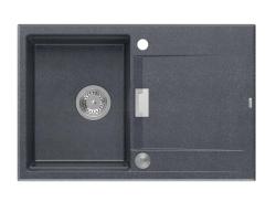 Quadri Minton Chiuvetă Granit Montare pe Blat Antracit 76x50cm cu Scurgător Reversibil și Dop din Inox - 1208967744