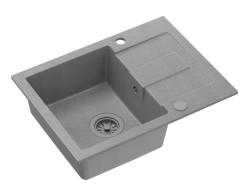 Quadri Sutton Chiuvetă de Blat din Granit Gri 60x45cm cu Scurgător, Reversibilă cu Dop Gri - 1208967750
