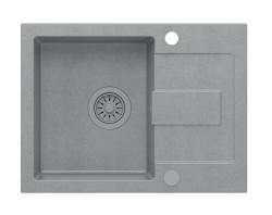 Quadri Sutton Chiuvetă de Blat din Granit Gri 60x45cm cu Scurgător, Reversibilă cu Dop Gri - 1208967750