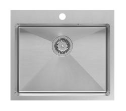 Aquadesign Clara Chiuvetă Inox 55x48cm Montaj pe Blat sau Încorporat cu Zonă pentru Baterie și Dop Inox - 1208967756
